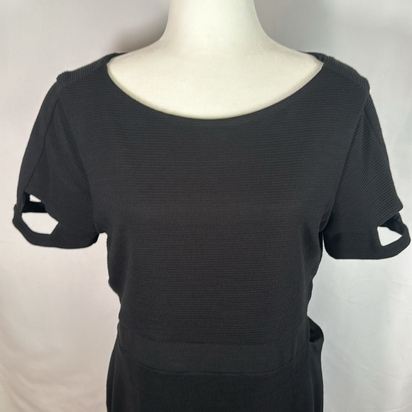ASOS Black Hip & Thigh Cutout Ribbed Dress Size 14 - Picture 2 of 12